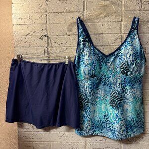 Your Best Look Plus Size Tankini & Swim Skirt Set | Size 20W/18W | Adjustable St